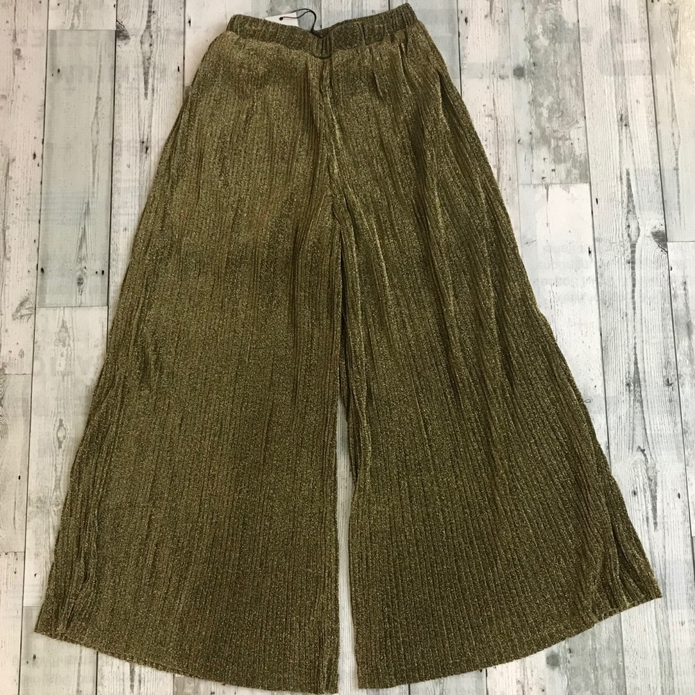 Endless Rose Wide Leg Metallic Gold Pants - Picture 6 of 6